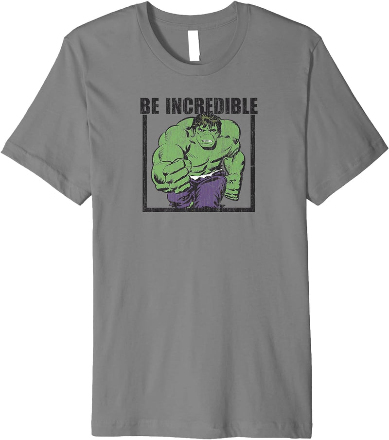 Womens Marvel Hulk Be Incredible Premium Graphic T-Shirt Large Olive