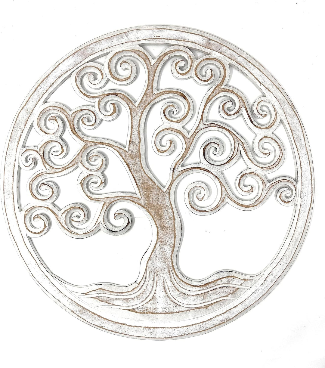 Trintura Wandbild Baum des Lebens Mandala Pohon Ulir 60cm (white) Lebensbaum Geschenkidee Wanddeko W