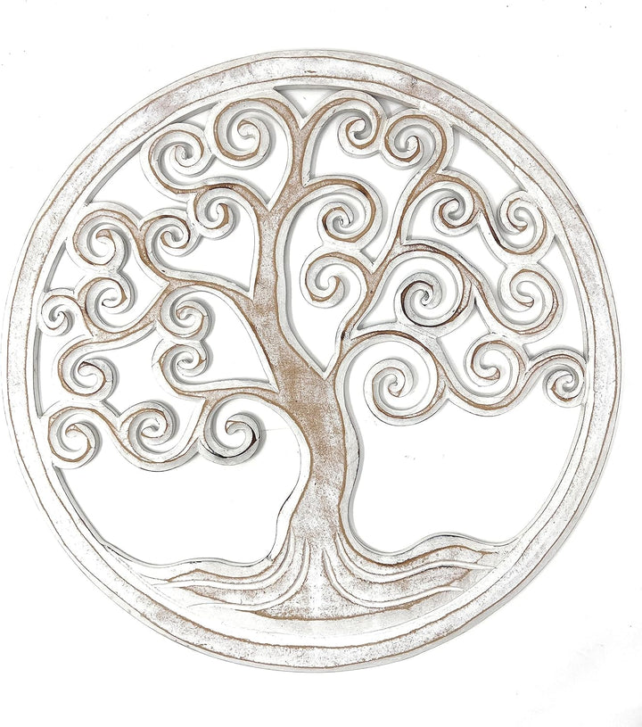 Trintura Wandbild Baum des Lebens Mandala Pohon Ulir 60cm (white) Lebensbaum Geschenkidee Wanddeko W