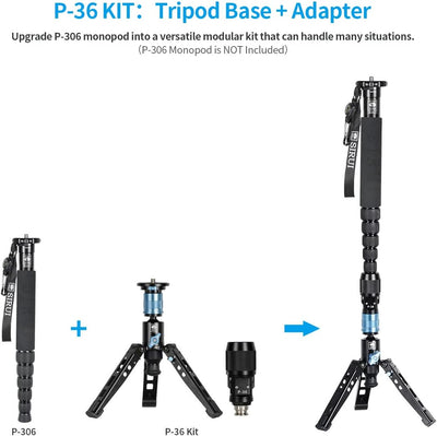 SIRUI P-36 Kit, Aluminium Stativsockel und Adapter, Einbeinstativsockel mit Schnellverschluss, passe