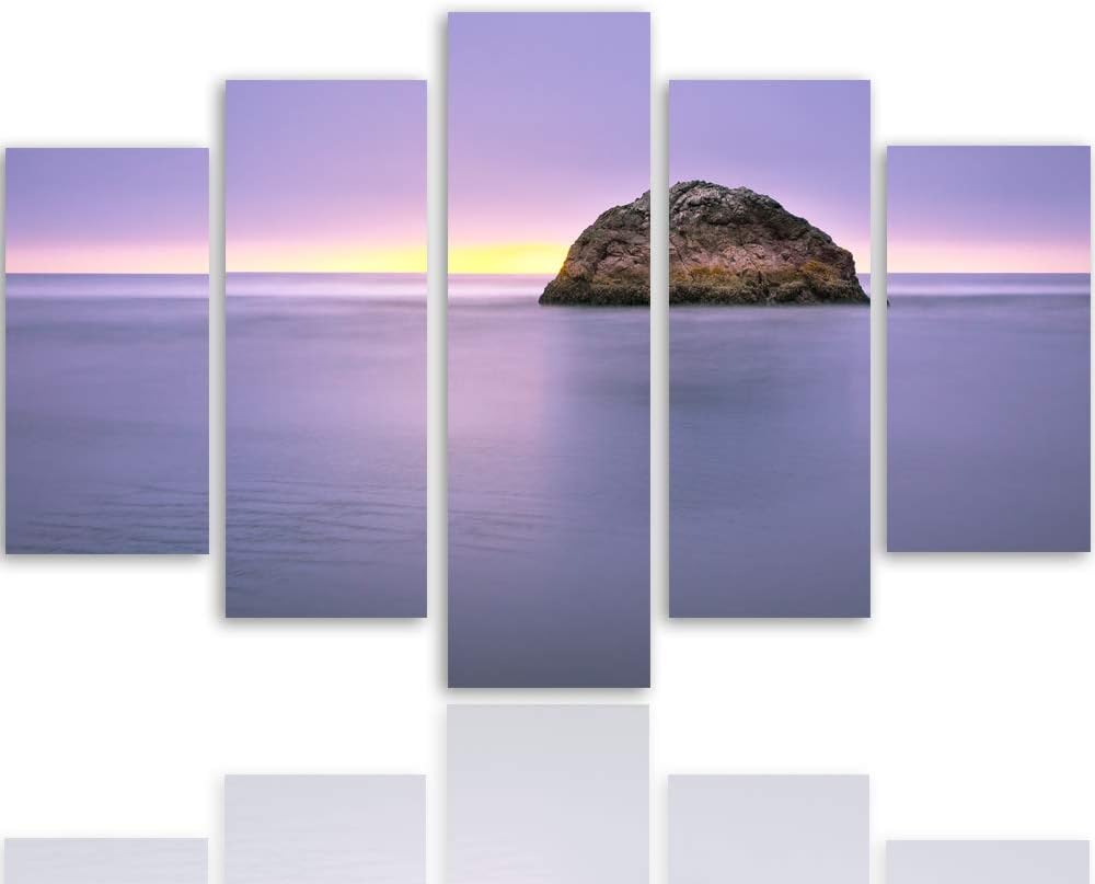 Wandbild Abstrakt 300x140 cm Deco Panel 5 Teilig XXL Kunstdruck Meer Fels rosa Deco Panel XXL 300x14