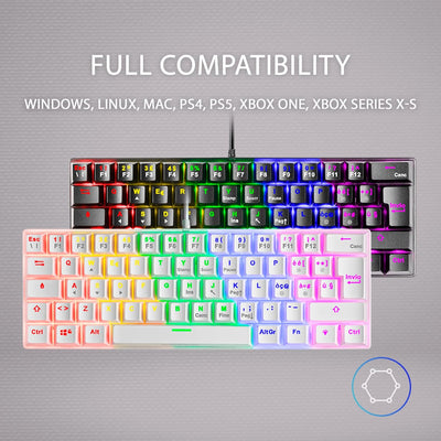 MARSGAMING MK60WBRES Gaming MK60 Mechanische Tastatur FRGB, Antighosting, Switch Mechanischer Braun,