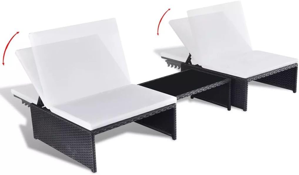 Festnight Polyrattan Lounge Set Zweisitzer Loungemöbel Loungeset Schwarz