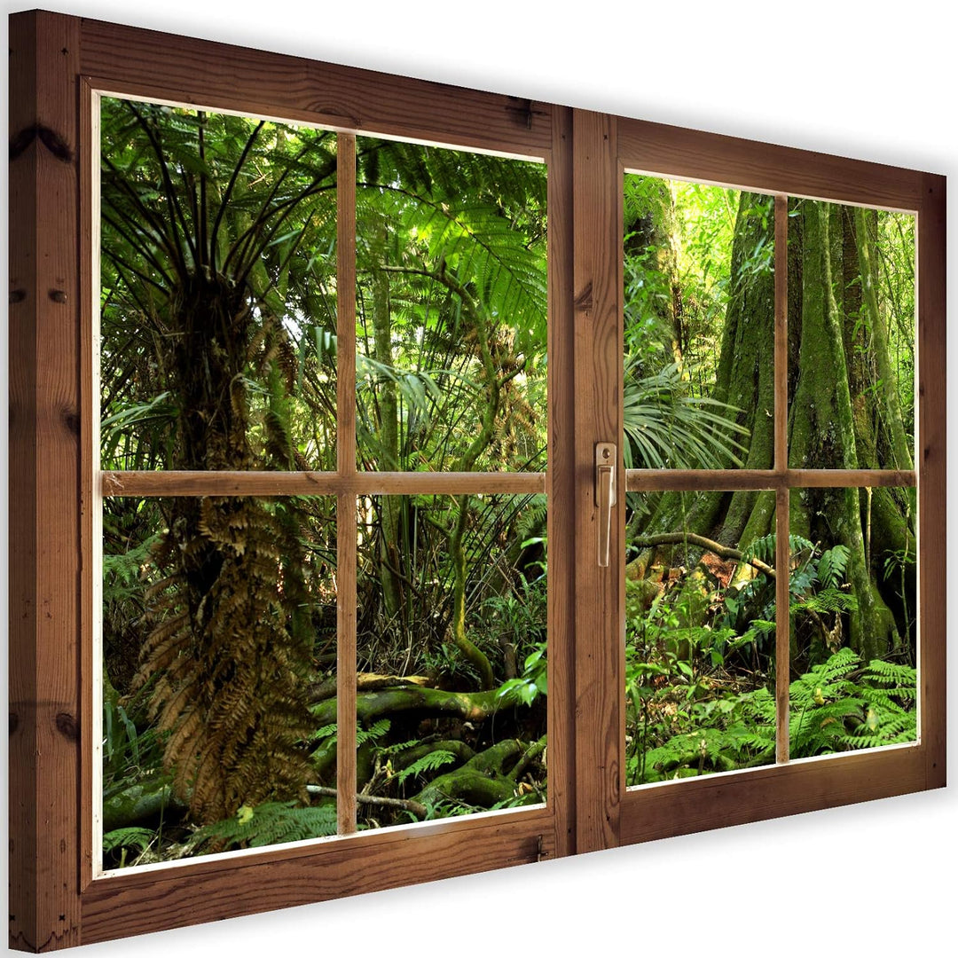 Febby Vlies Leinwandbild XXL Geschlossenes Fenster 3D-Illusion 120x80 cm Wandbild Kunst Bilder Schla