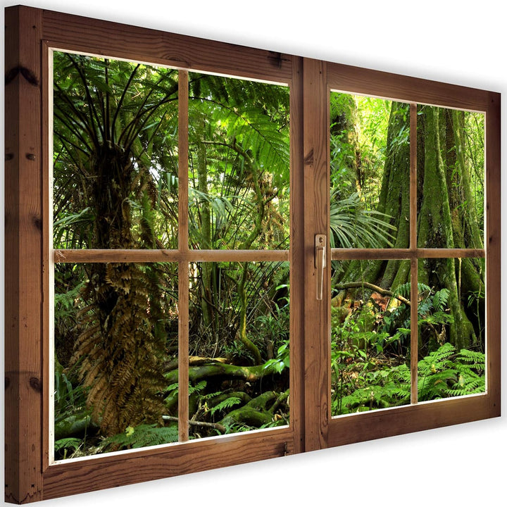 Febby Vlies Leinwandbild XXL Geschlossenes Fenster 3D-Illusion 120x80 cm Wandbild Kunst Bilder Schla
