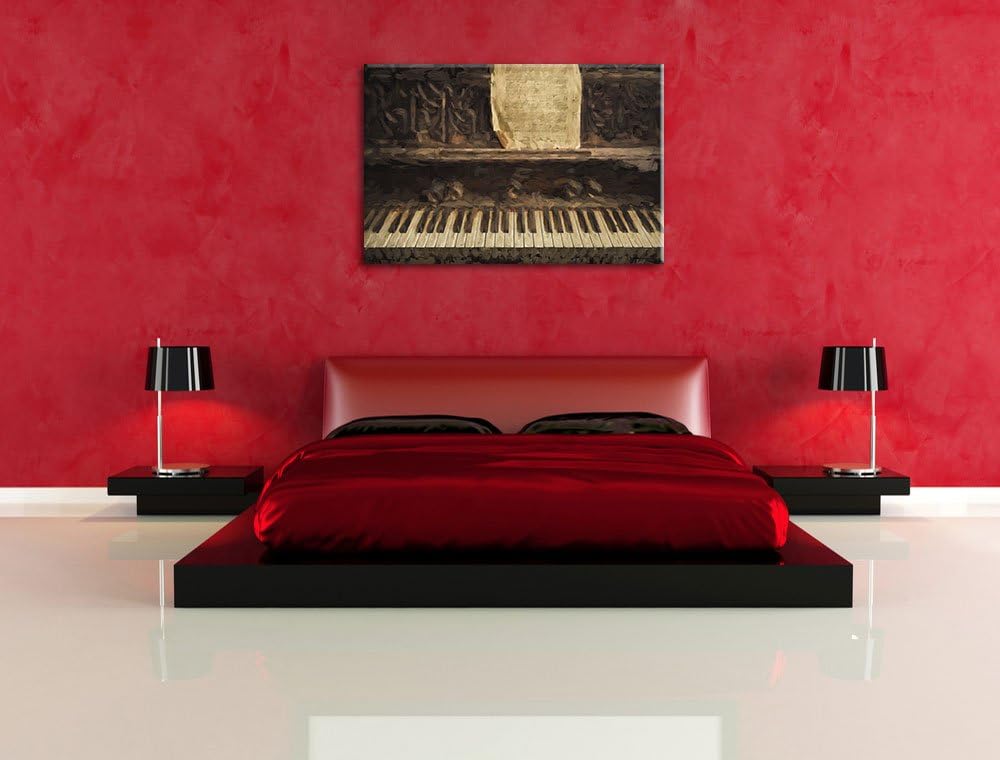 Pixxprint Klavier mit Notenblatt als Leinwandbild/Grösse: 100x70 cm/Wandbild/Kunstdruck/fertig bespa