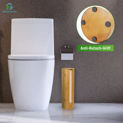 GROOVANO Ersatzrollenhalter aus Bambus für 4 Rollen, Toilettenpapierhalter Holz, Toilettenpapier Auf