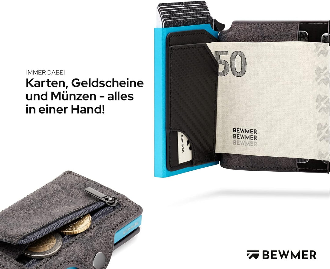 BEWMER 1 Geschütztes Kartenetui | Slim Wallet für Männer und Frauen | Kartenhalter mit RFID-Schutz u