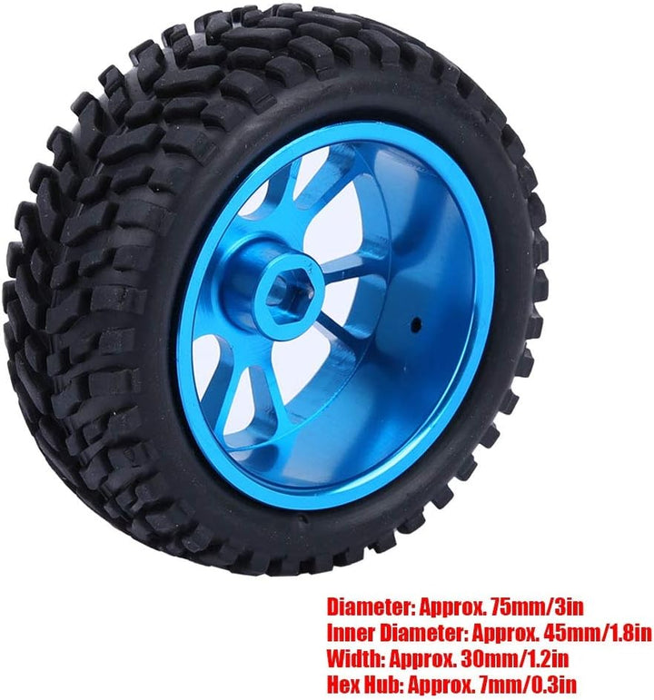 Drfeify RC-Autoreifen, 75-mm-Rallye-Reifen-Ersatzteil aus blauem Aluminium, kompatibel mit WL 1/18 A