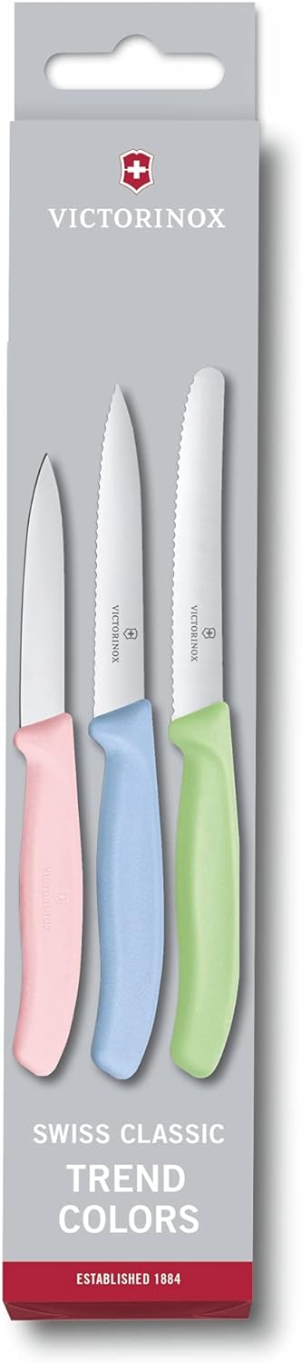 Victorinox, Swiss Classic, set di 3 coltelli (da verdura, da pomodori e da tavola) in acciaio inox,