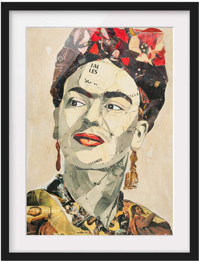 Bild mit Rahmen - Frida Kahlo - Collage No.2 - Rahmenfarbe Schwarz, 40 x 30 cm 40cm x 30cm Schwarz,