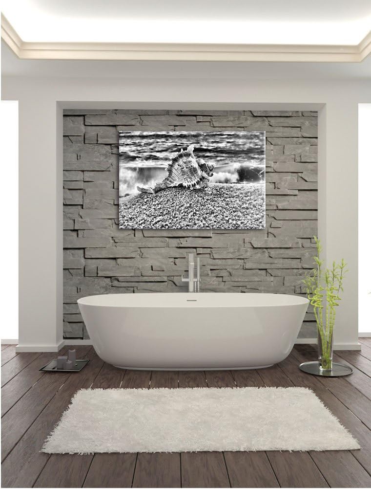 Pixxprint Muschel am Strand als Leinwandbild | Grösse: 100x70 cm | Wandbild | Kunstdruck | fertig be