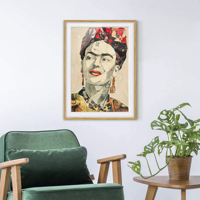 Bild mit Rahmen - Frida Kahlo - Collage No.2 - Rahmenfarbe Eiche, 40 x 30 cm 40cm x 30cm Eiche, 40cm