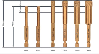 PRODIAMANT Profi Fliesenbohrer Fliese 14 mm x 6Kant Bit Aufnahme Diamantbohrer Winkelschleifer für t