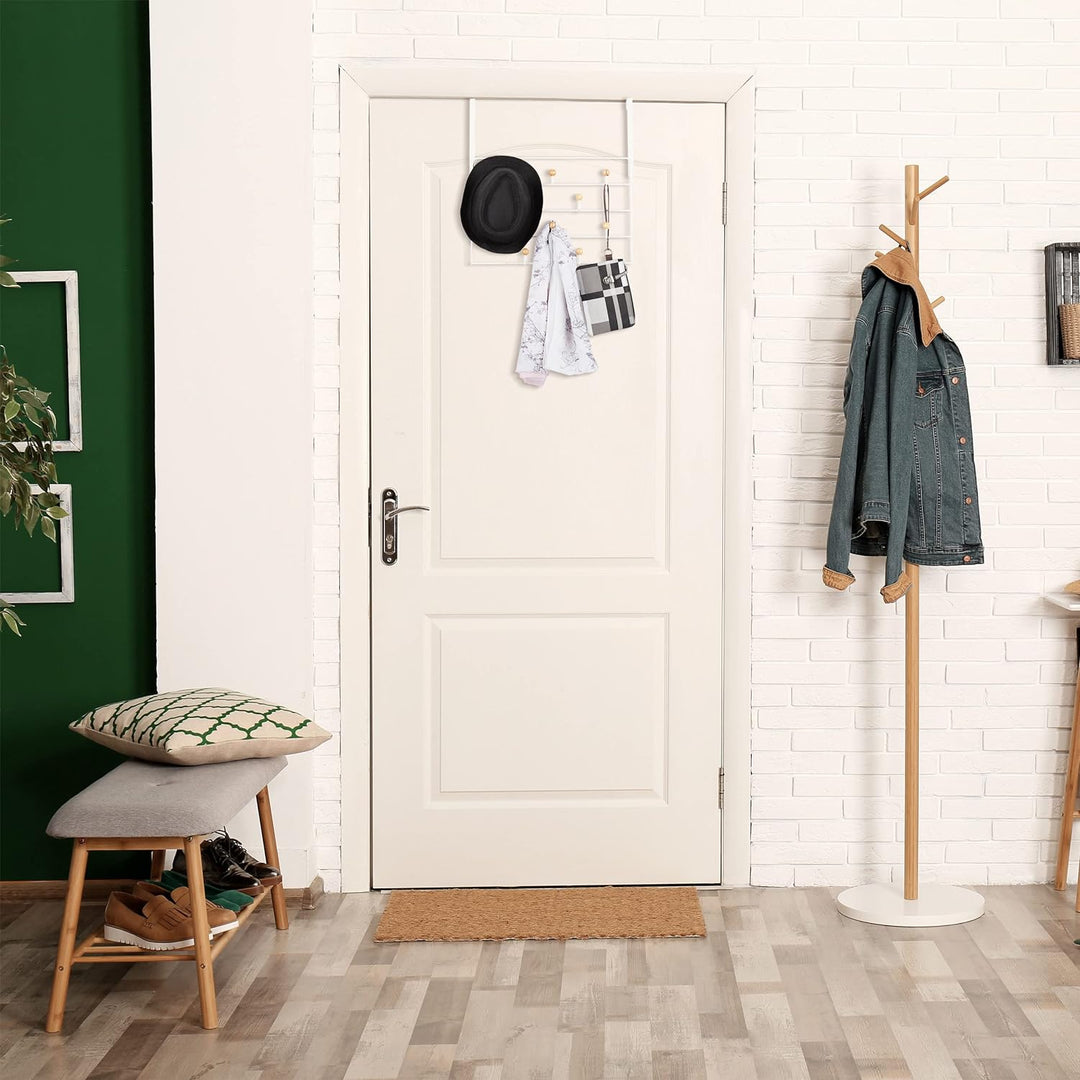 Relaxdays Türgarderobe, 10 Haken, Türhaken zum Einhängen, für 4 cm Tür, Flur & Schlafzimmer, Kleider