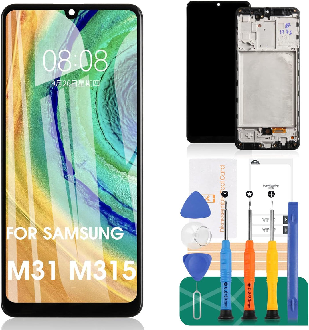 SRJTEK Ersatz-LCD-Display für Samsung Galaxy M31 M315 Bildschirm M315F LCD Display Touch Digitizer A