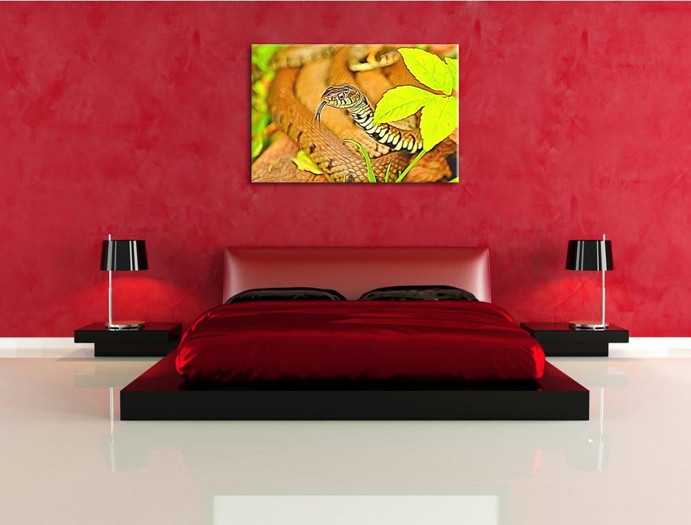 beeindruckende Schlange Deluxe Format: 100x70 cm auf Leinwand, XXL riesige Bilder fertig gerahmt mit