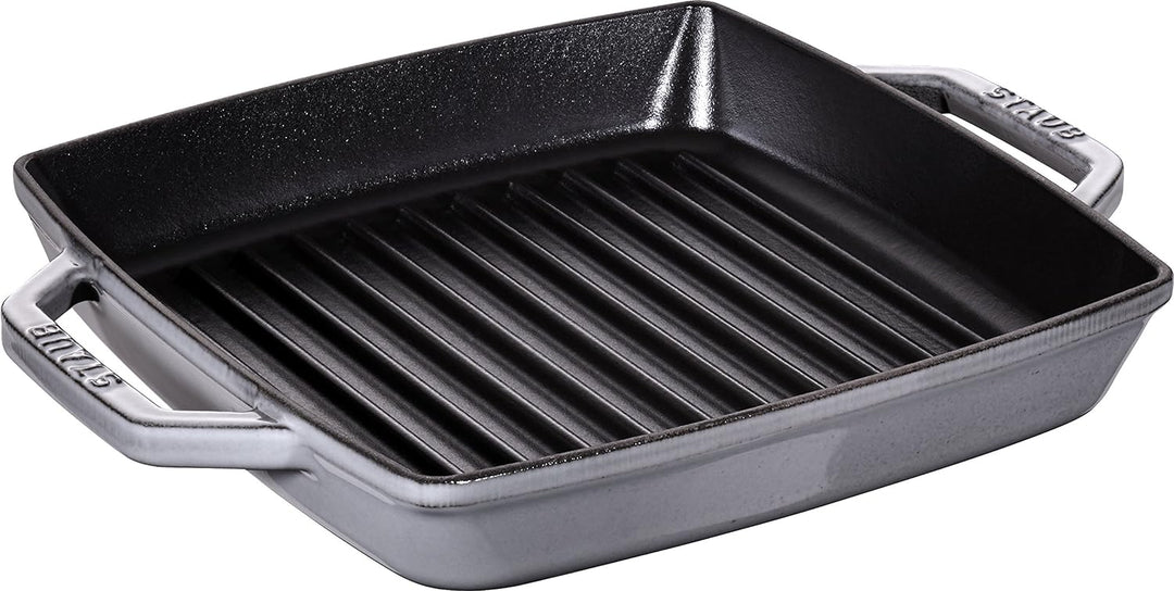 Staub 40511-729-0 Grillpfanne, rechteckige mit zwei Griffen, 23 cm, Gusseisen, grau Grau 32 x 30 x 4