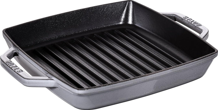 Staub 40511-729-0 Grillpfanne, rechteckige mit zwei Griffen, 23 cm, Gusseisen, grau Grau 32 x 30 x 4