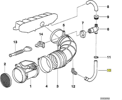 BMW E36 M50 M52 Engine Idle Control Valve Hose Pipe 13411435781 Genuine