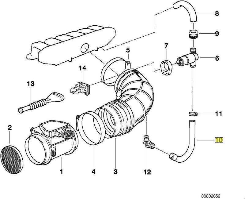 BMW E36 M50 M52 Engine Idle Control Valve Hose Pipe 13411435781 Genuine