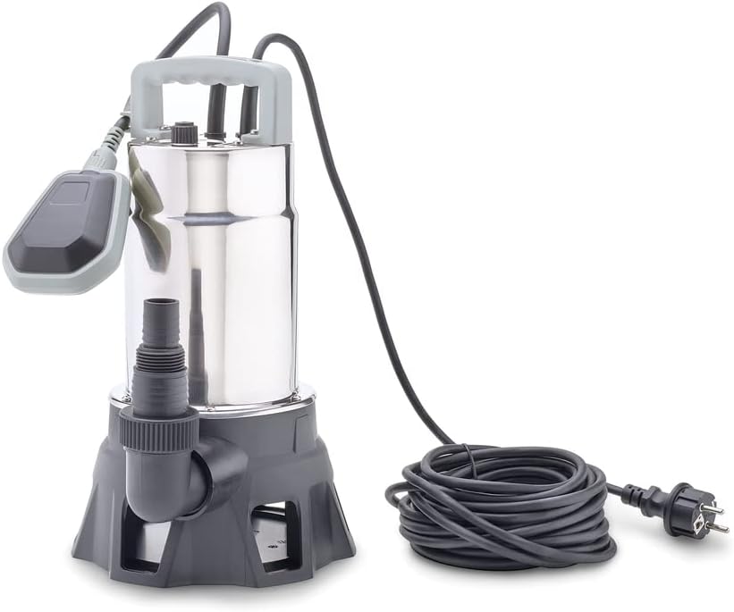 Pontec 87060 PondoDrain Mud 15000 - grausilberne Entwässerungspumpe für Baustellen, Teiche oder Kell