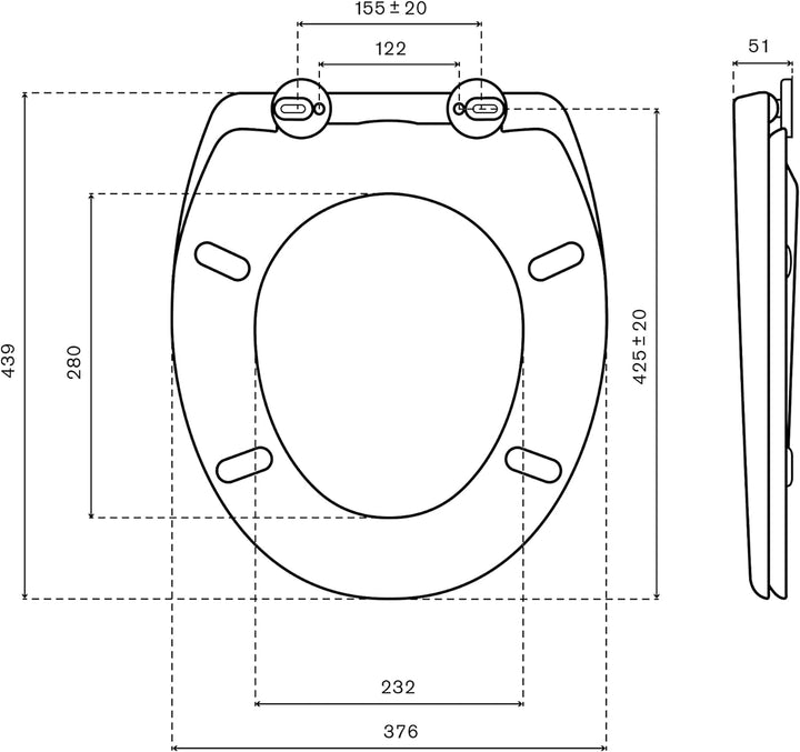 Bold O-Form Toilettendeckel mit Absenkautomatik - Klobdeckel mit Softclose - WC-Sitz - bruchsicher -
