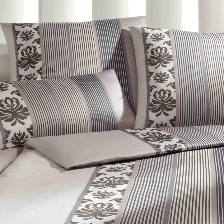 Joop! Mako Satin Bettwäsche Ornament Stripes 4022/7 Graphit Grau 135x200 cm 135x200 cm + 80x80 cm Gr