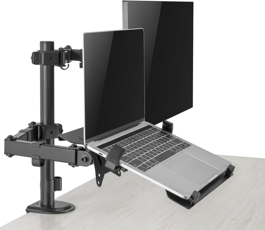 Ewent Monitor Halterung mit Laptop Arm für 13-32 Zoll LCD LED Bildschirm bis zu 15,6“ Notebook, Neig