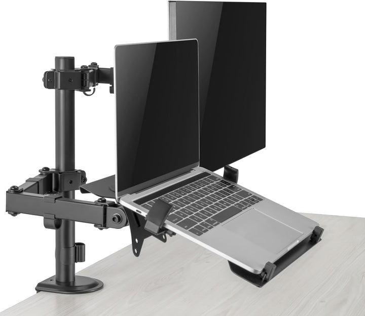Ewent Monitor Halterung mit Laptop Arm für 13-32 Zoll LCD LED Bildschirm bis zu 15,6“ Notebook, Neig