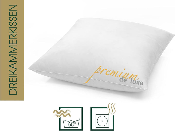 HANSKRUCHEN® Premium de Luxe Daunenkissen 80x80 cm - Made in Germany Daunen Kopfkissen aus 100% Baum