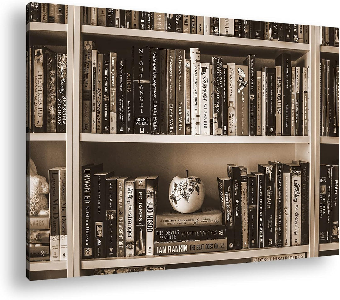 deyoli Rand volles Bücherregal Format: 60x40 cm Effekt: Sepia als Leinwandbild, Motiv fertig gerahmt
