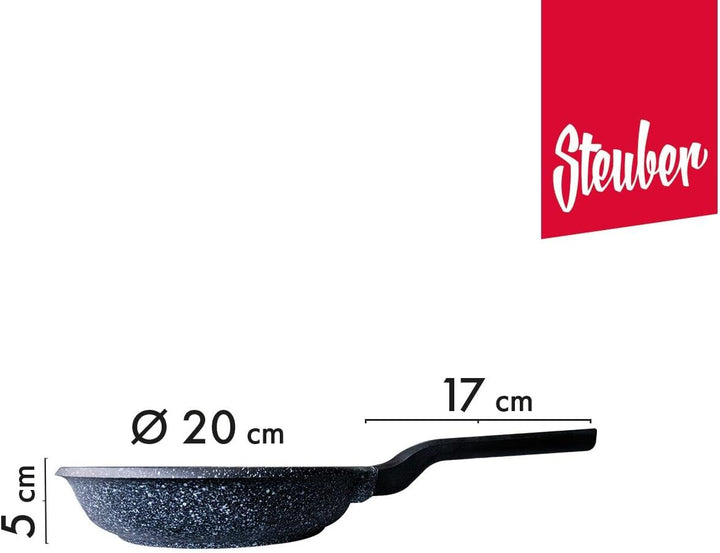 Steuber Bratpfanne Granada Ø 20 cm, Stein-Optik, GREBLON®-Antihaftbeschichtung, Induktion, handliche