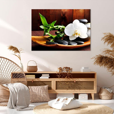 Bilder auf Leinwand 100x70cm Leinwandbild Bambus Schönheit Dekoration Blume Gross Wanddeko Bild Schl