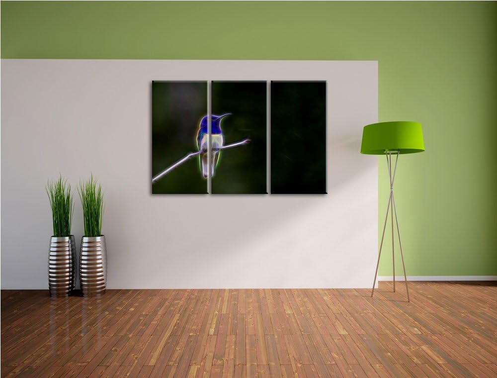 Dark kleiner farbenfroher Vogel NewArt 3-Teiler Leinwandbild 120x80 Bild auf Leinwand, XXL riesige B