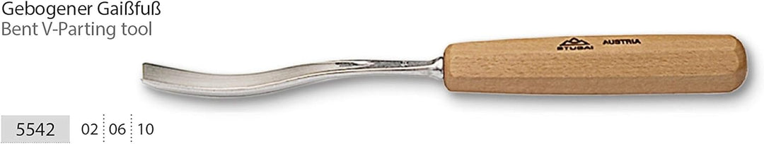 Stubai Stechbeitel Serie 55 - Form 42 : Gebogener Gaissfuss 6mm - 554210, V-förmigen Schneide, sowoh