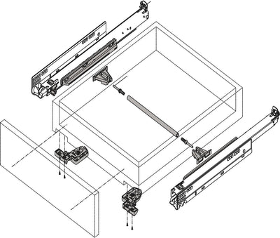 BLUM MOVENTO TIP-ON 760H Schubladenschienen, 600mm Vollauszug 40kg, 1 Paar inkl. Kupplung und Montag