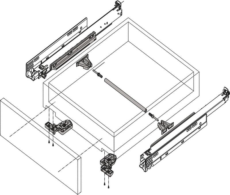 BLUM MOVENTO TIP-ON 760H Schubladenschienen, 600mm Vollauszug 40kg, 1 Paar inkl. Kupplung und Montag