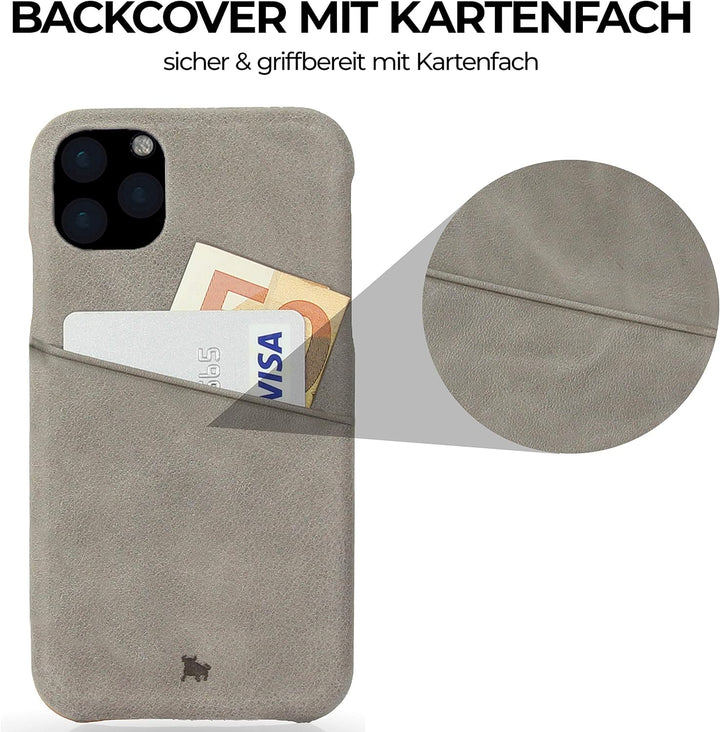 BULLAZO Menor Urban – Schutzhülle Handy Hülle mit Kartenfach aus Leder kompatibel mit iPhone 11 Pro