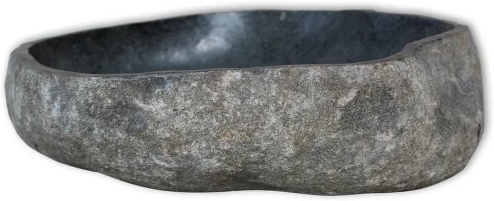 WIFESE Waschbecken Flussstein Oval 30-37 cm Anthrazit Naturstein Waschbecken Badezimmermöbel Waschti