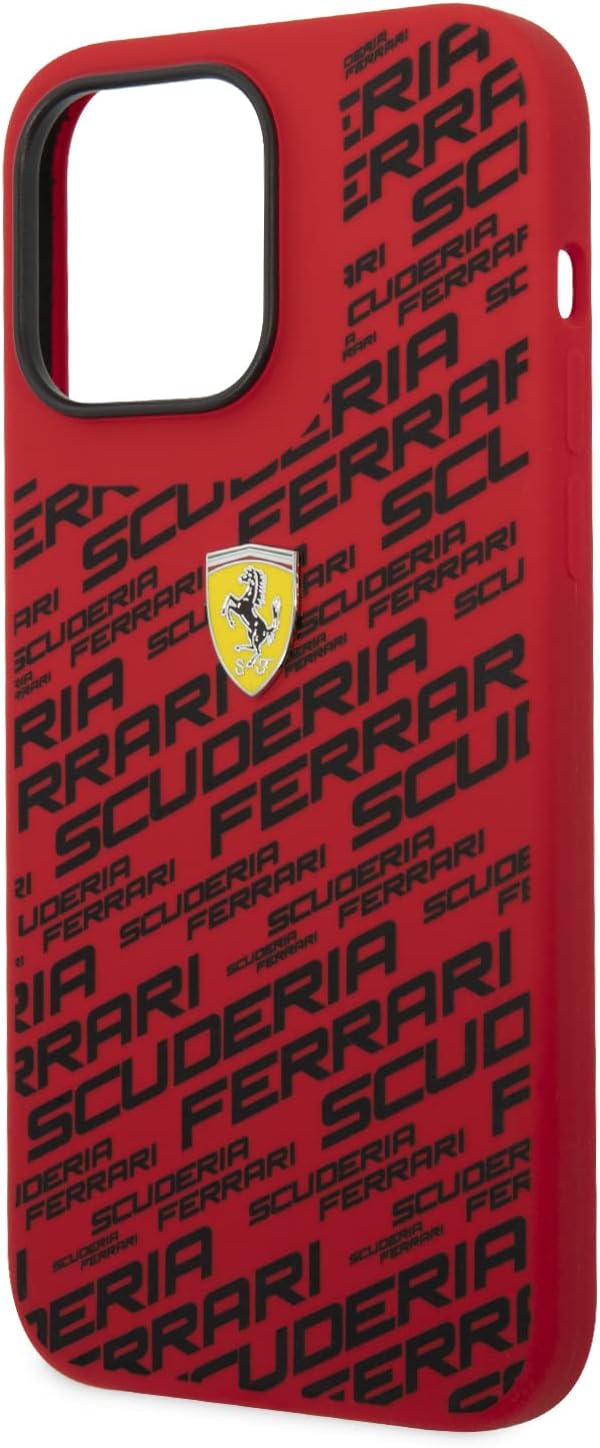 Ferrari Handyhülle für iPhone 14 Pro Max in Rot Gedruckt Scuderia Flüssigsilikon Glatt & Anti-Scratc