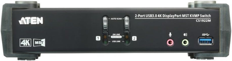 Aten CS1922M-AT-G CS1922M 2-Port USB3.0 4K DisplayPort KVMP Switch with Built-in MST Hub