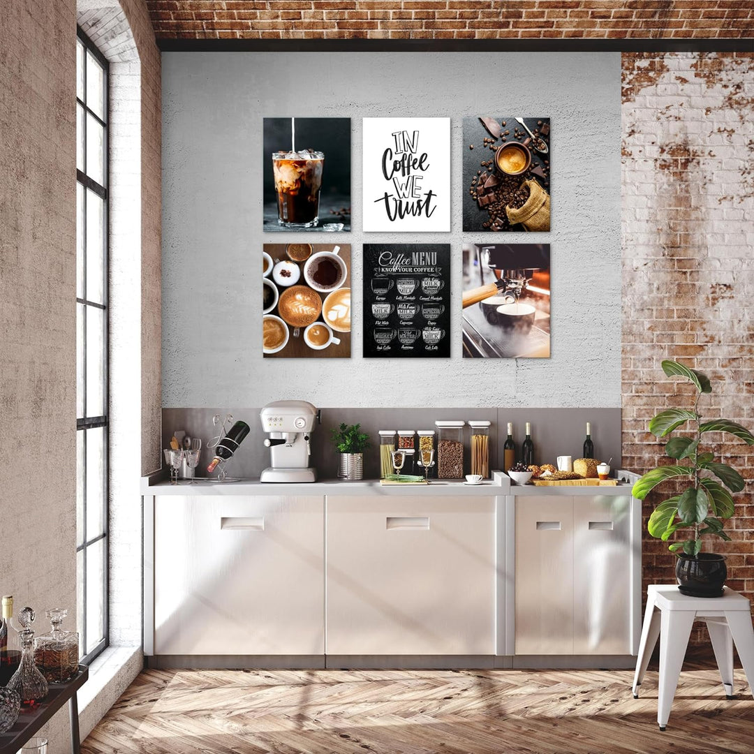 Novart Set Wandbilder - KEIN EXTRA RAMEN BENÖTIGT - Esszimmer Küchenbilder - Bilder Modern Kaffee Co