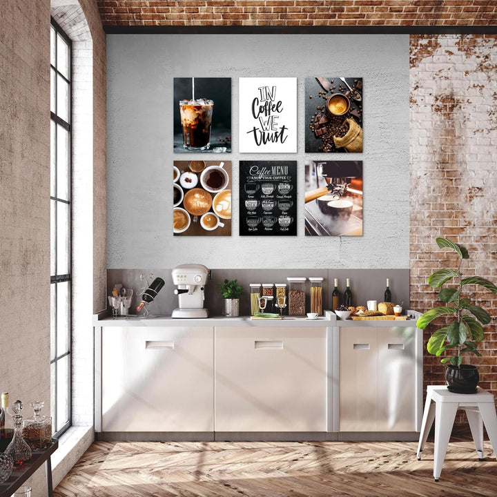 Novart Set Wandbilder - KEIN EXTRA RAMEN BENÖTIGT - Esszimmer Küchenbilder - Bilder Modern Kaffee Co