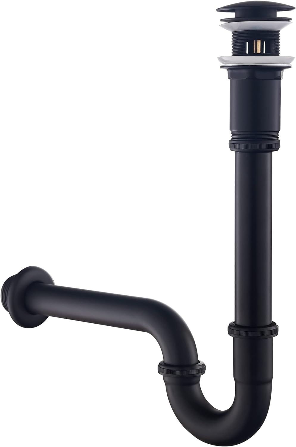 SET - Siphon mit Ablaufgarnitur mit Überlauf für Waschbecken Schwarz Matt - Keymark Universal Röhren