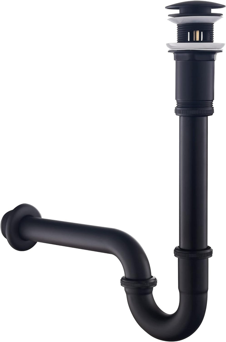SET - Siphon mit Ablaufgarnitur mit Überlauf für Waschbecken Schwarz Matt - Keymark Universal Röhren