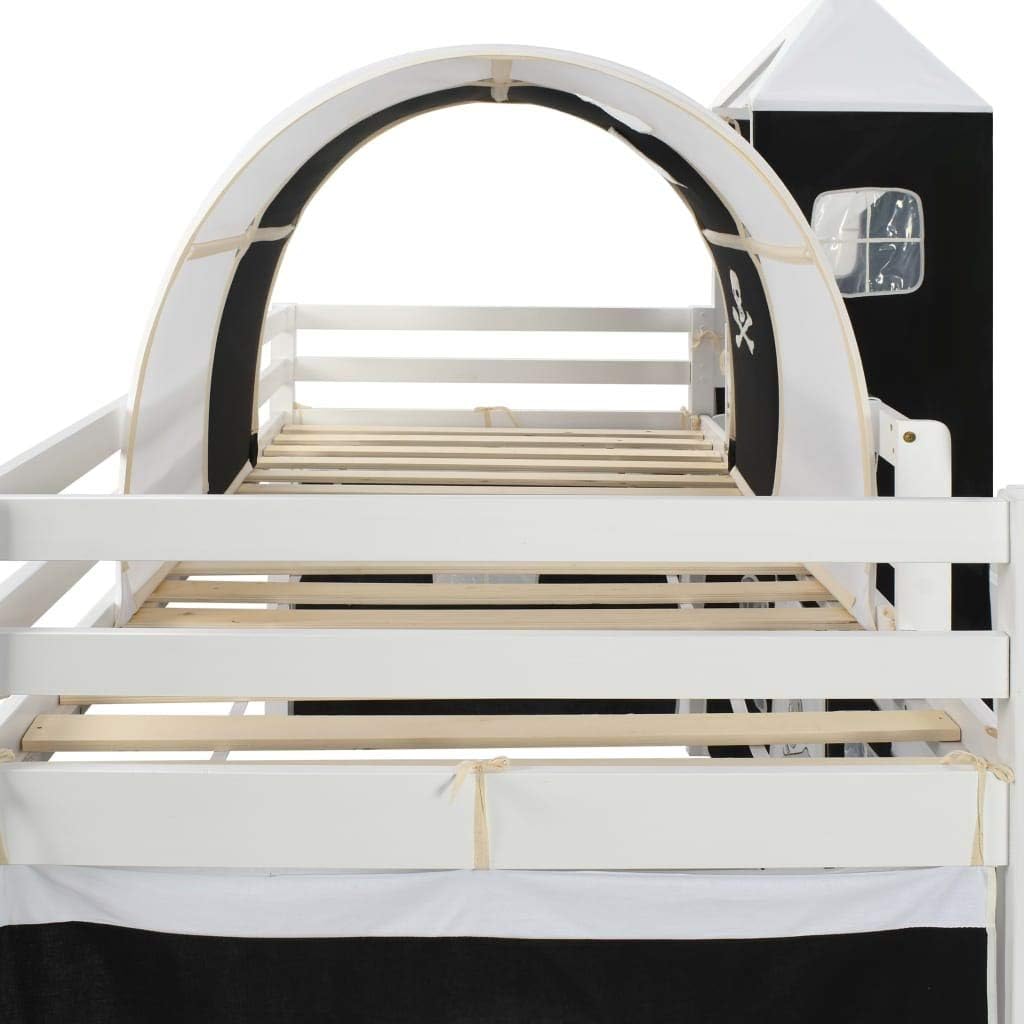 Tidyard Hochbett Kinder mit Rutsche Leiter Hausbett 90x200 cm Kinderhochbett Spielbett Kinderbett Ei