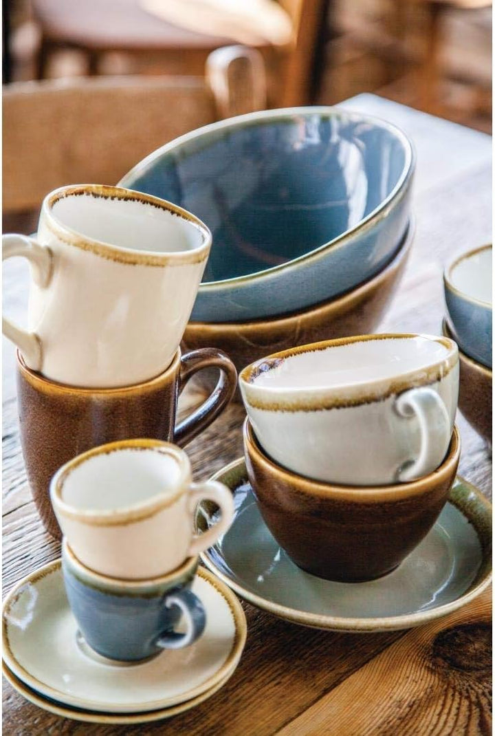 Olympia Kiln Cappuccino-Tasse, Rindenfarbe, 340 ml Porzellan mit neuen Funktionen, 6 Stück Sandstone