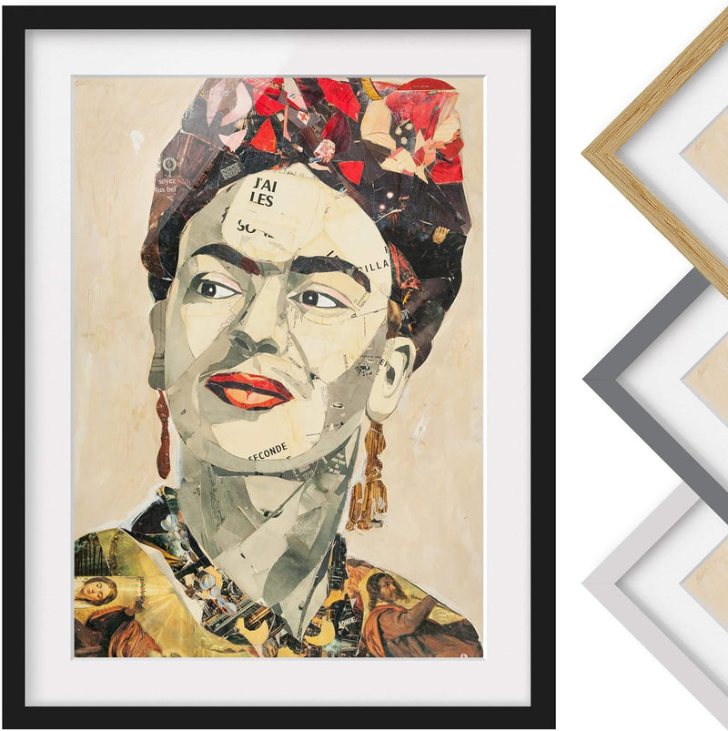 Bild mit Rahmen - Frida Kahlo - Collage No.2 - Rahmenfarbe Schwarz, 70 x 50 cm 70cm x 50cm Schwarz,