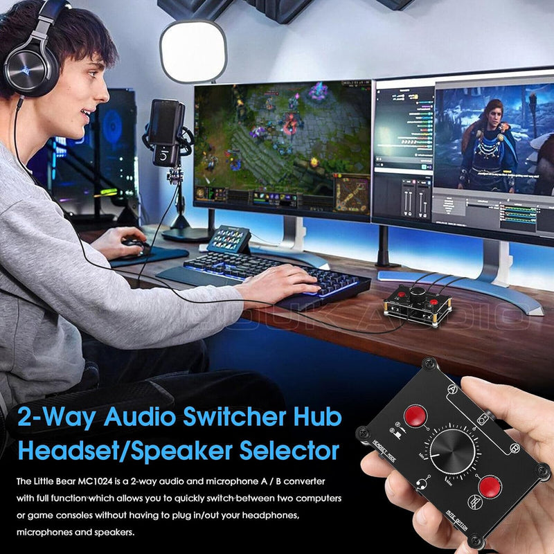 Nobsound MC1024 Mini 2 Wege Mikrofon Audio Umschalter Headset/Lautsprecher Audio Switcher 3,5 mm MIC